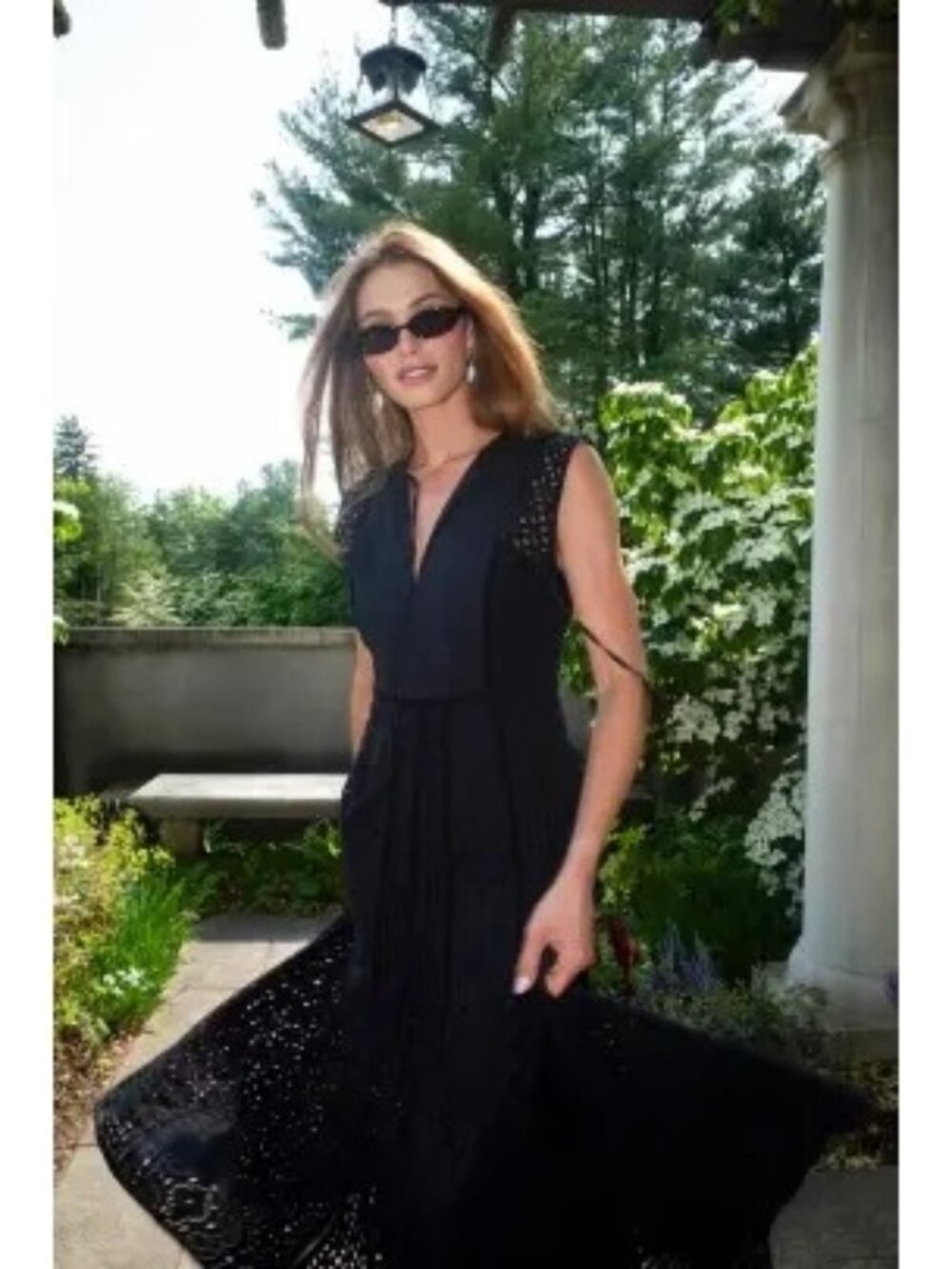 Veronica Beard Black Eyelet Midi Dress